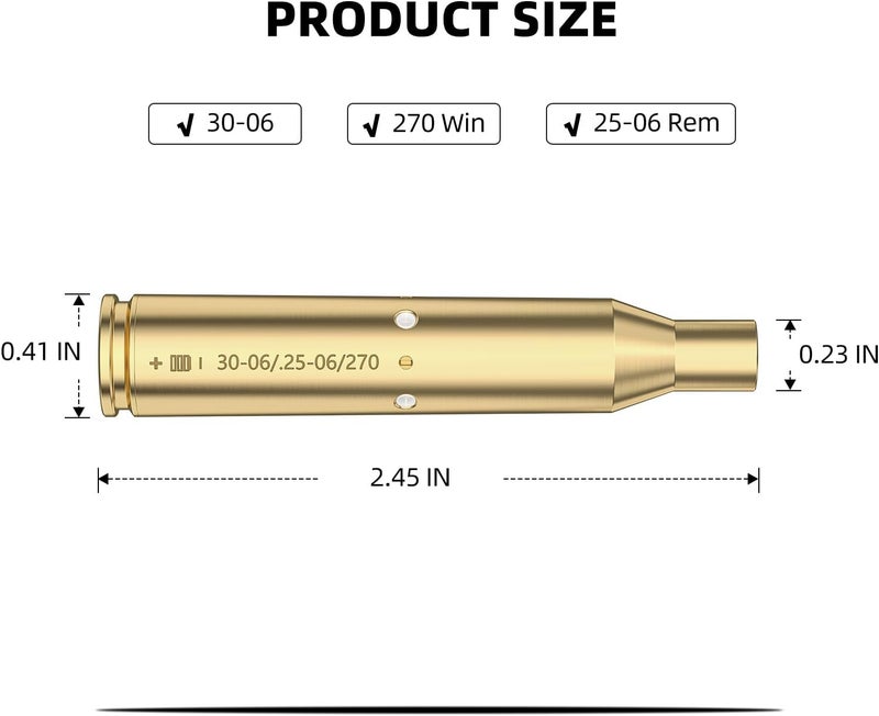 EZshoot Bore Sight Laser 9mm/ 223 5.56mm/ 30-06/25-06/270 /300BLK 7.62x35mm/ 6.5CM/ 12 Gauge Cal Red Laser Boresighter with Extra Batteries - Image 2
